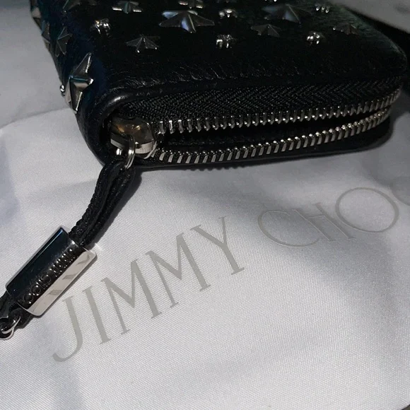 Jimmy Choo Filipa Black wallet deerskin with crystal stars box n dust bag